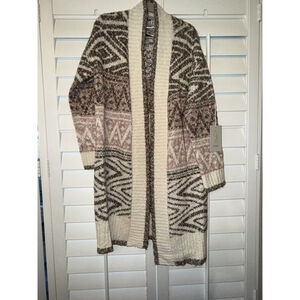 NWT Joie Hooded Aztec Open Long Cardigan Duster Nordic Wool Open Front XS